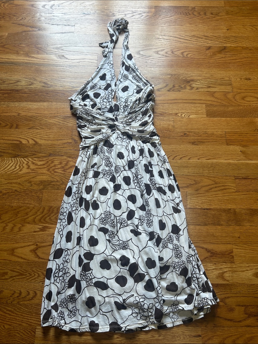 Ella Moss Brown and White Floral Halter Dress